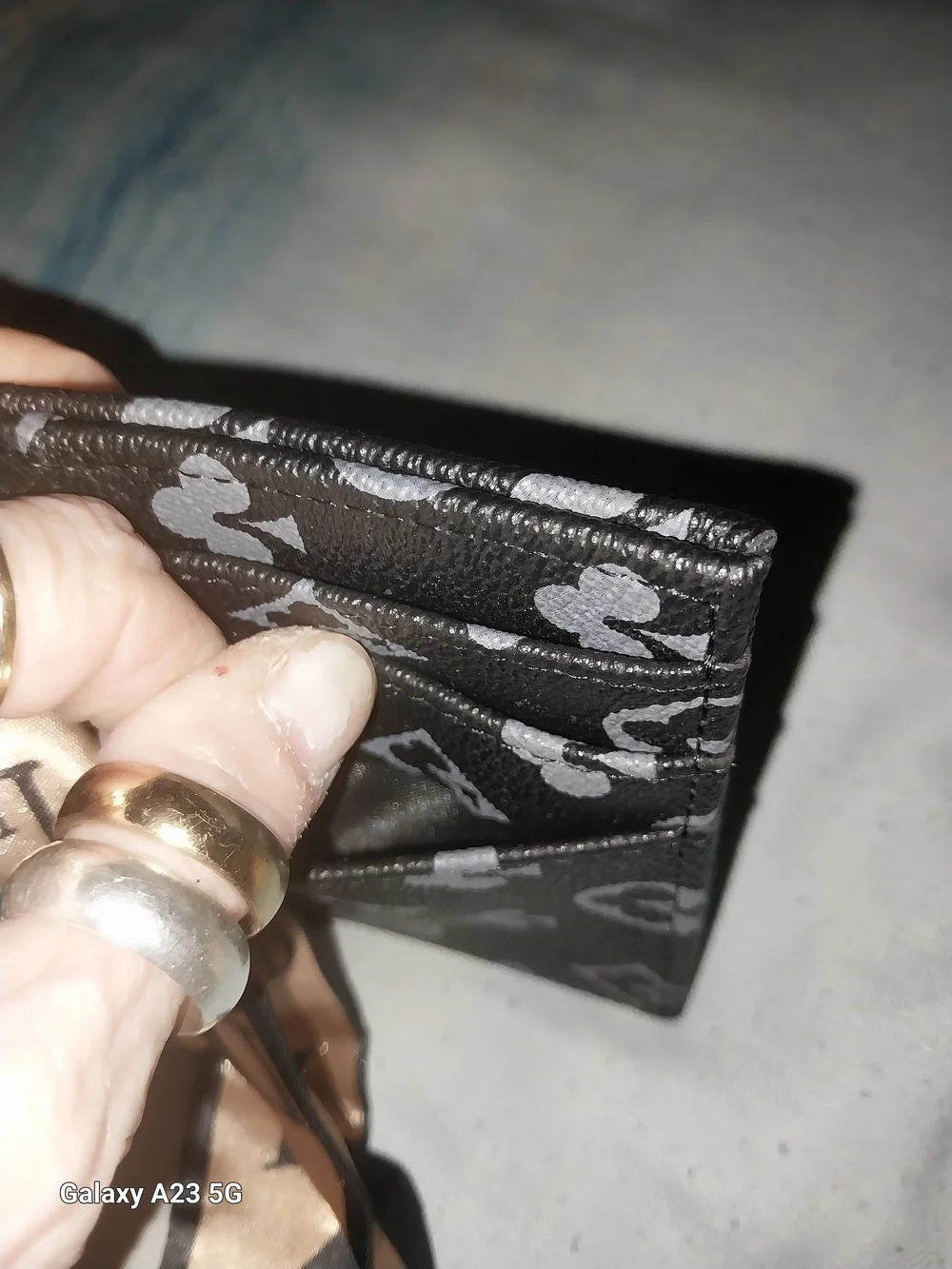 Unbranded Black/Gray Monogram Card Holder/ Bag Charm/Keychain W/ Satin Scarf